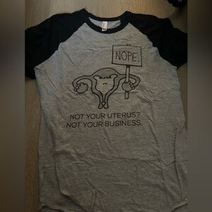 American Apparel Gray and Black 3/4 Sleeve Tee